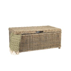 RECTANGULAR KUBU COFFE TABLE WITH STORAGE LEATHER HANDLE