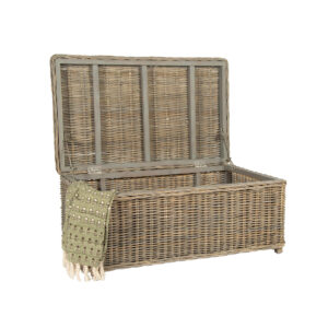 RECTANGULAR KUBU COFFE TABLE WITH STORAGE LEATHER HANDLE
