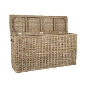 TALL RECTANGULAR CONSOLE TABLE KUBU GREY RATTAN