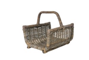 LOG BASKET WITH OVERHANDLE KUBU GREY RATTAN