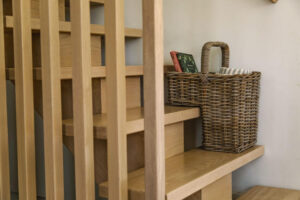 GREY RATTAN STAIR BASKET