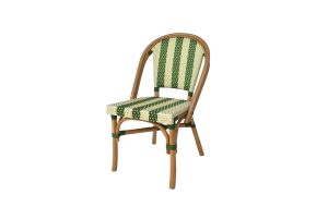 CREAM/GREEN STRIPED BISTRO CHAIR