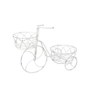 WHITE METAL BICYCLE PLANT STAND