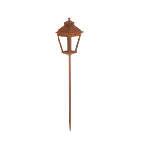 SMALL LANTERN GARDEN STAKE  RUST FINISH
