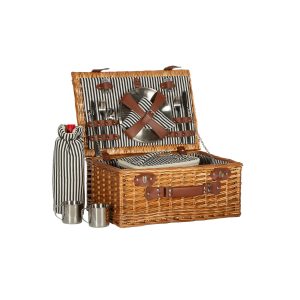 WILLOW 4 PERSON PICNIC BASKET WITH REMOVEABLE COOLER BAG