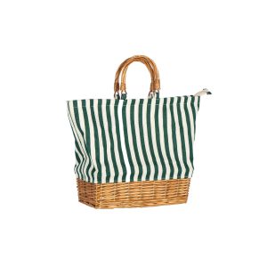 RECTANGULAR WILLOW BASE  INSULATED PICNIC BAG GREEN