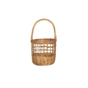 ROUND OPEN WEAVE STEAMED WILLOW BASKET OVERHANDLE