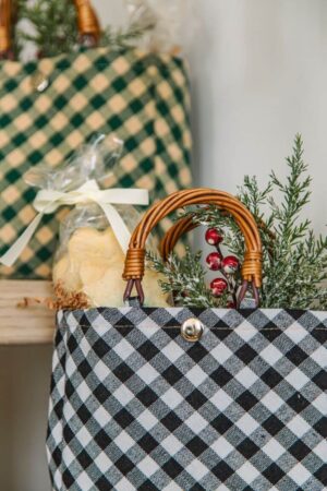 FABRIC BAG + WILLOW HANDLES –  BLACK