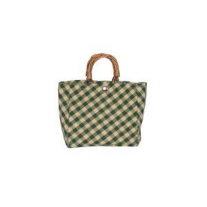 FABRIC BAG + WILLOW HANDLES –  GREEN