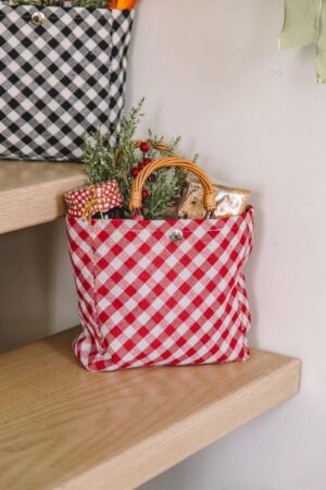 FABRIC BAG + WILLOW HANDLES –  RED