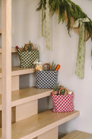 FABRIC BAG + WILLOW HANDLES –  RED