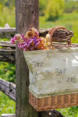 RECTANGULAR WILLOW BASE  INSULATED PICNIC BAG FLORAL PR