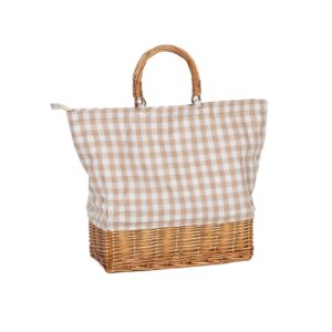 RECTANGULAR WILLOW BASE  INSULATED PICNIC BAG OATMEAL G