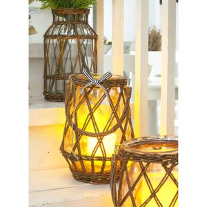 SMALL UNPEELED WILLOW  WRAPPED LANTERN WITH HANDLE