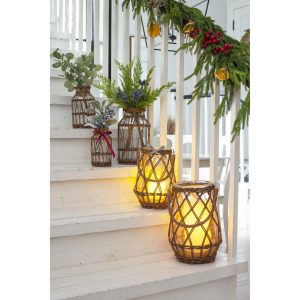 LARGE UNPEELED WILLOW  WRAPPED LANTERN WITH HANDLE
