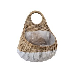 GREY WILLOW WALL BASKET DIPPED WHITE PLASTIC LINER