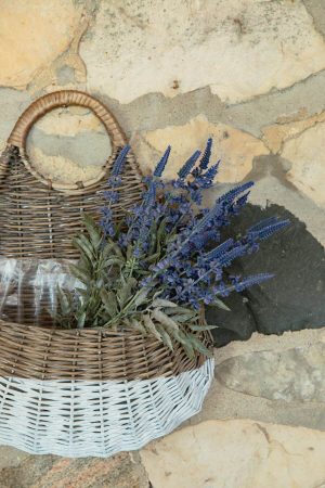GREY WILLOW WALL BASKET DIPPED WHITE PLASTIC LINER