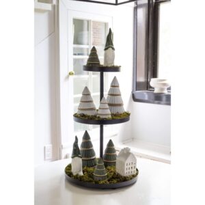 SET 2 LARGE CERAMIC TREE WHITE AND GREEN ASSORTED