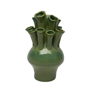 GREEN MULTI STEM CERAMIC VASE