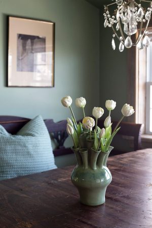 GREEN MULTI STEM CERAMIC VASE