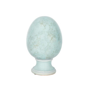 LARGE BLUE CERAMIC EGG FLORAL  PATTERN