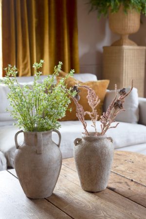 RUSTIC TERRACOTTA VASE  THREE HANDLES