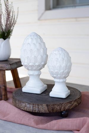 WHITE CERAMIC ARTICHOKE SMALL