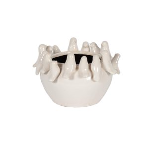 WHITE CERAMIC BOWL WITH BIRDS ON TOP RIM