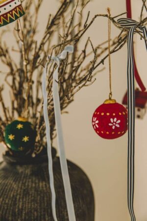 PAPER MACHE HANDMADE BALL  ORNAMENT SMALL – 6 ASSORTED