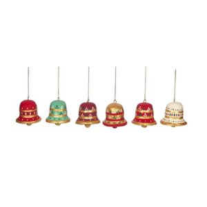PAPER MACHE HANDMADE BELL  ORNAMENT – 6 ASSORTED