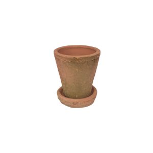 SMALL REDSTONE POT WITH SAUCER