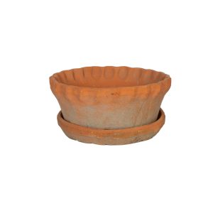 LARGE FRILLY EDGE REDSTONE DISH GARDEN WITH SAUCER