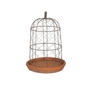 WIRE DOME WITH LARGE REDSTONE POT ON SAUCER