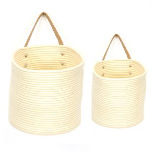S/2 ROUND COTTON HANGING BASKETS