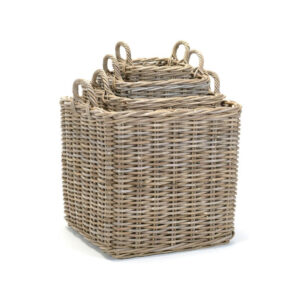 SQUARE GREY STORAGE BASKET S/4