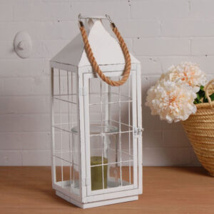 LARGE WHITE METAL LANTERN