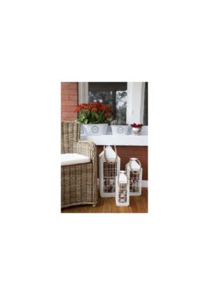 LARGE WHITE METAL LANTERN