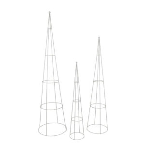 S/3 WHITE WIRE CONES