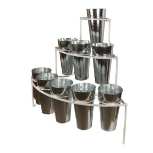 METAL CORNER CUT FLOWER DISPLAY STAND 9 POTS