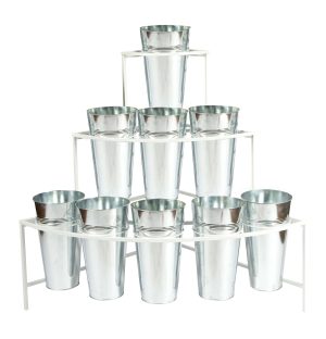 METAL CORNER CUT FLOWER DISPLAY STAND 9 POTS