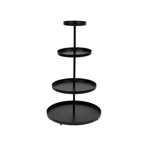 4 TIER ROUND BLACK METAL DISPLAY STAND