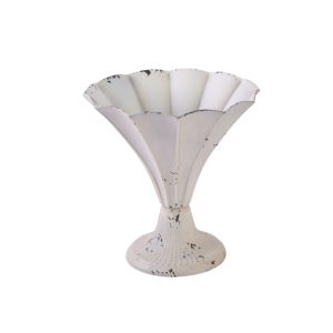 MEDIUM METAL FLUTED   VASE- ANTIQUE WHITE