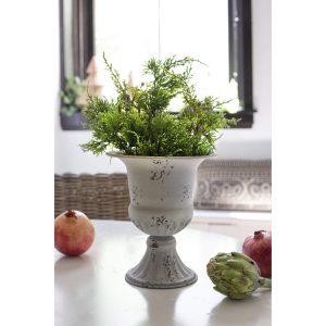 METAL URN- ANTIQUE WHITE