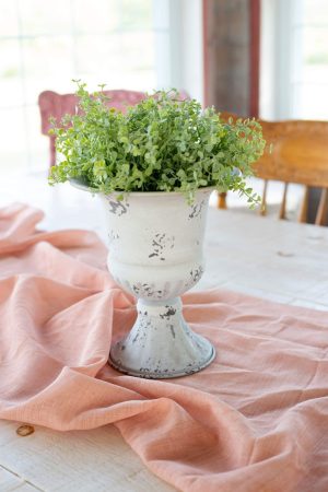 METAL URN- ANTIQUE WHITE (NOT WATERTIGHT)