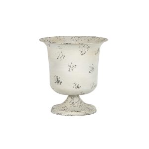 LARGE METAL VASE ANTIQUE WHITE