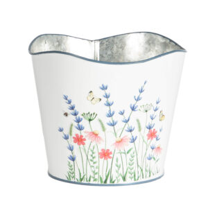 ROUND WHITE POT FLORAL EMBOSS