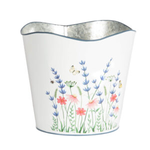 ROUND WHITE POT FLORAL EMBOSS