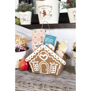 BROWN METAL GINGERBREAD HOUSE PACKER