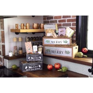 S/2 LONG RECTANGULAR CRATES WITH GALVANIZED VERY MERRY