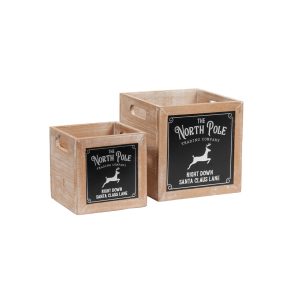 S/2 SQUARE CRATES NORTH POLE DESIGN